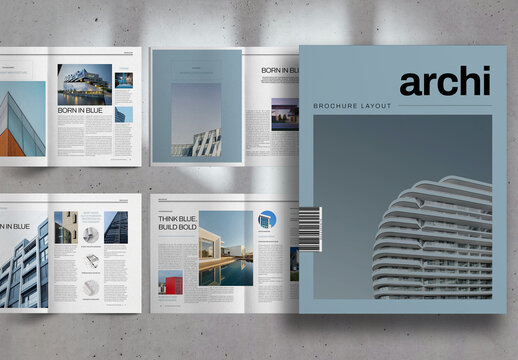 Blue and White Modern Architecture Editorial Brochure Layout