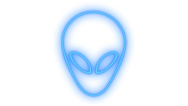 Colorful neon alien head icon glowing extraterrestrial scifi character line art illustration isolated on transparent background for game interface creative web design