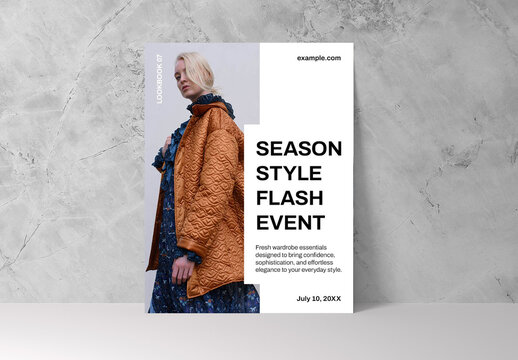 White and Brown Modern Fashion Lookbook Event Flyer Layout