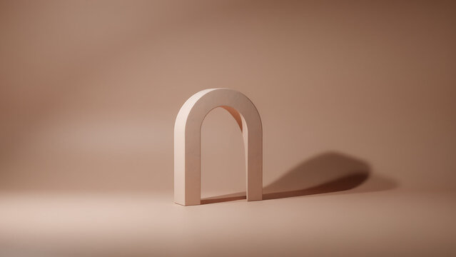 U-shaped arch object with elongated shadow on pink background u shaped precision shadow geometric shape u-shaped