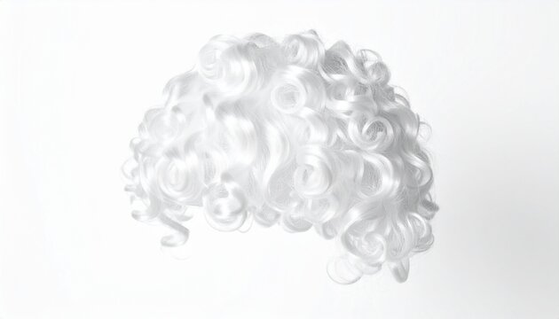 Traditional white curly judge wig isolated on a clean white background for legal and court concepts