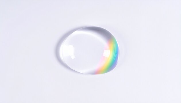 transparent iridescent glass sphere with colorful rainbow light reflections and glow