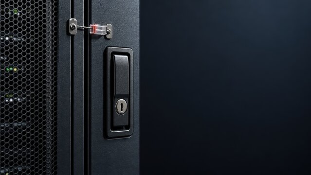 Server rack door with secure handle and tamper evident cable seal