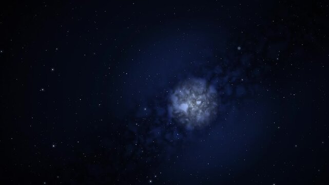 Ethereal deep space nebula movement with galaxy and stars slowly swirling across the dark cosmos
