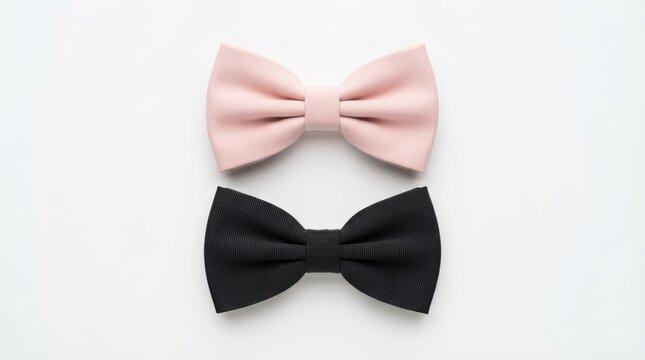 Pink and black bow ties isolated on white background