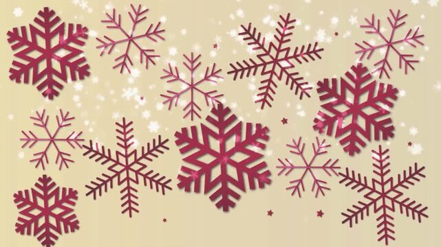 snowflakes and stars floating on a beige background