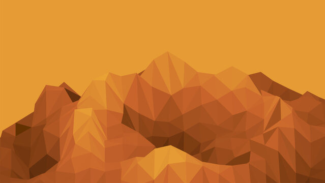 Low Poly Geometric Rocky Mountains in Warm Orange Hues Vector Graphic Background Illustration