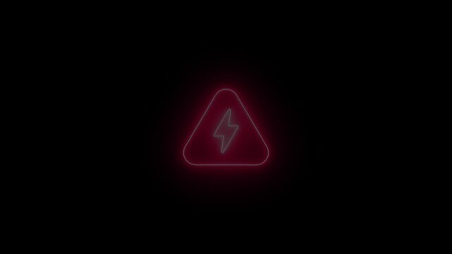 4k ultra hd 3840x2160 red neon warning hazard triangle icon animation opacity pulse electricity bolt danger symbol dark background