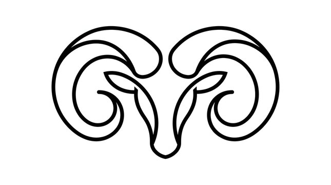 Minimal ram head line art logo on white background