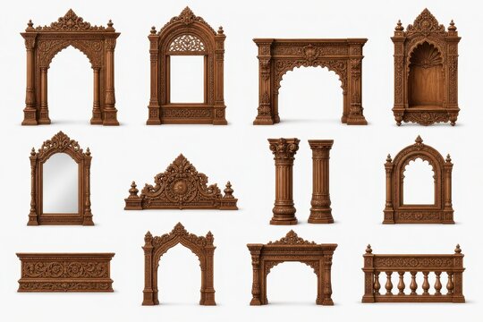 Ornate carved wooden architectural frames collection