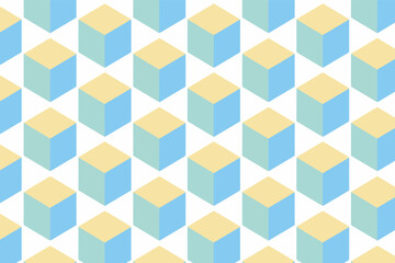 Fototapeta premium Pastel Isometric Cube Geometric Seamless Pattern Background