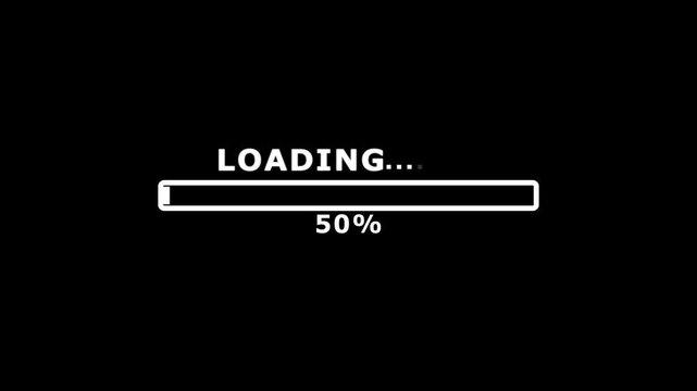 Retro pixel video game loading screen. black background. progress bar interface retro arcade. 4k Video on black background. 