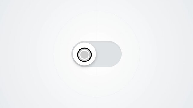 Minimal toggle switch animation smoothly transitioning between ON and OFF states for mobile applications, websites, software interfaces, settings screens, technology presentations, and digital product