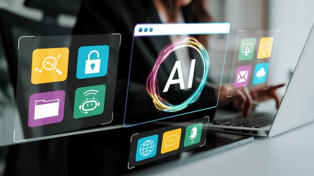 Professional using advanced technology and artificial intelligence tools in modern office environment for better productivity and innovative solutions Gluon.