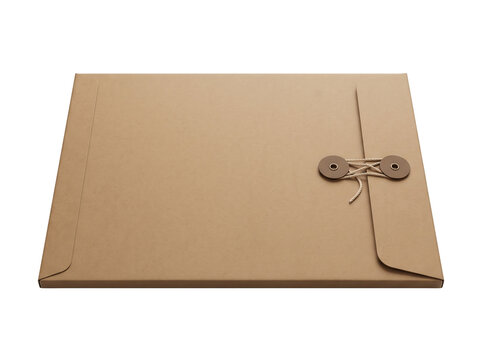 Brown Kraft paper envelope with string and button tie closure for secure document storage, featuring professional stationery design ideal for office supply marketing and brand mockup.