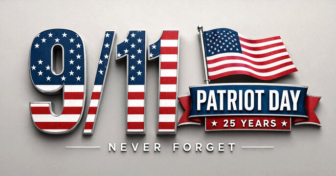 Patriot Day Remembrance Design Featuring American Flag and Date Nine Eleven