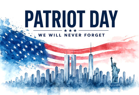 Patriot Day Tribute Illustration Featuring American Flag And Statue Of Liberty