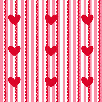 Seamless Pattern With Hearts and Wavy Stripes pattern