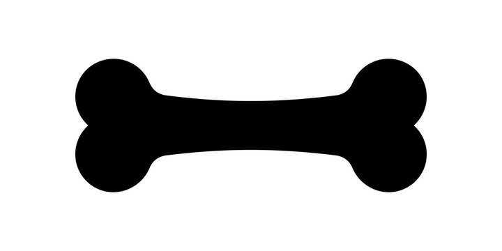 Black dog bone silhouette on transparent background for pet designs.