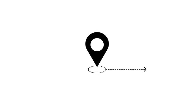 Location Pin and Dotted Path Route Animation on White Background, Travel Navigation, GPS Destination, Delivery Logistics and Map Route Concept, 4K