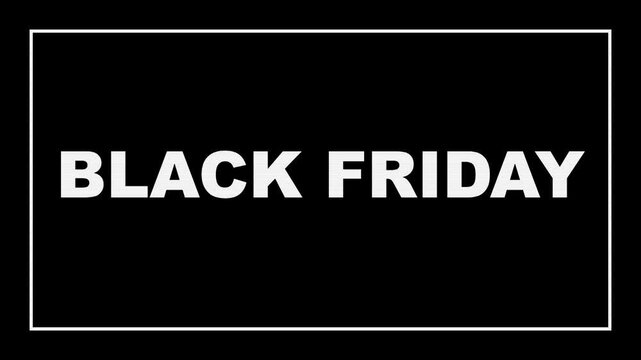 40% off sale motion. Black Friday text with white frame on black background