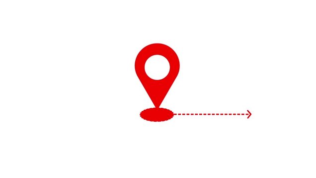Minimal Map Location Pin Animation with Dotted Route Path on White Background, Travel Destination, Navigation, Logistics and GPS Location Concept, 4K Motion Graphics