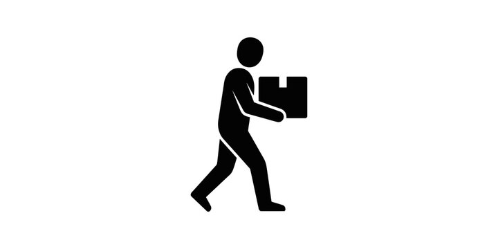Person carrying box icon for delivery logistics and warehouse shipping.