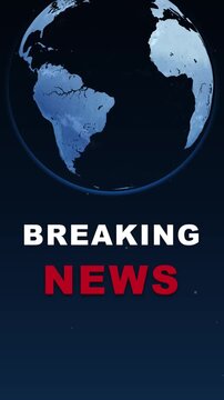 Breaking news broadcast motion graphic with rotating world globes