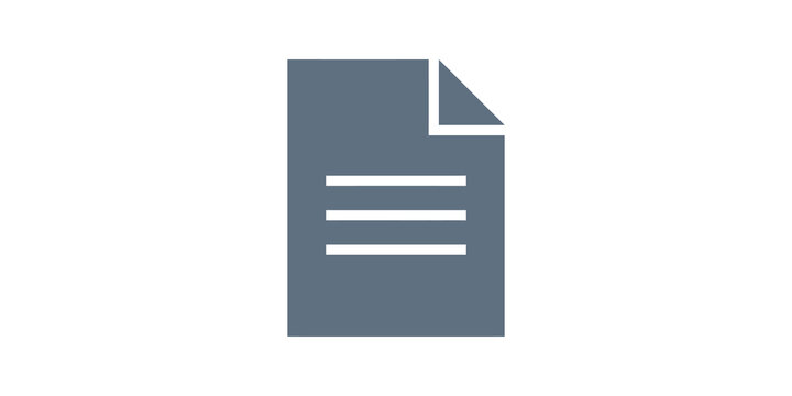 Paper document page icon with text lines for digital file management app.