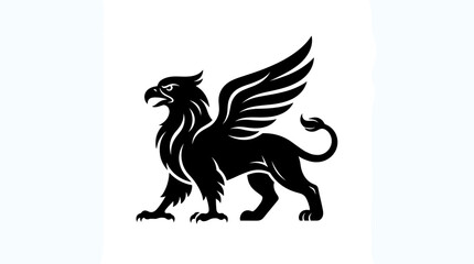 Fototapeta premium Black Griffin Silhouette Mythical Creature.
