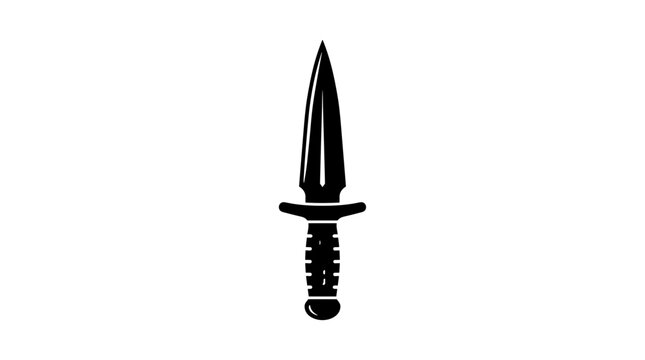 Black silhouette of a combat knife on a white background.