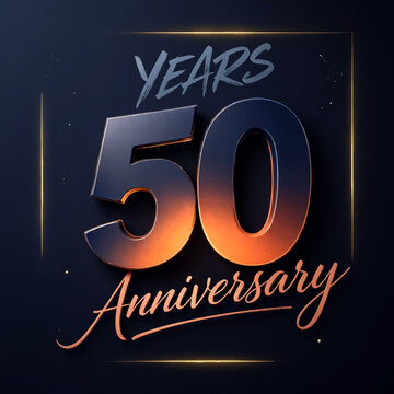 Fifty Years Anniversary Celebration Design With Golden Glow Text