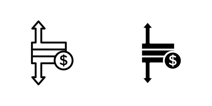 Operating profit loss icon flat outline in black