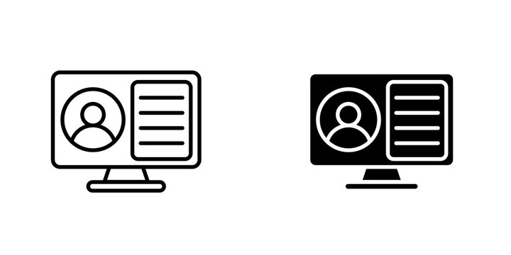 Online course icon flat outline in black