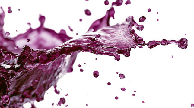 Deep purple liquid splashing against a clean white background