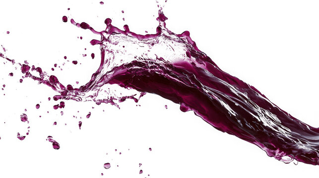 Deep purple grape juice splashing isolated on a white background