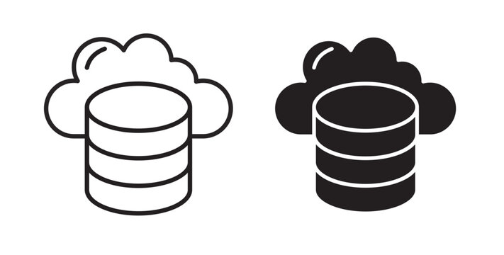 Cloud server icon flat outline in black