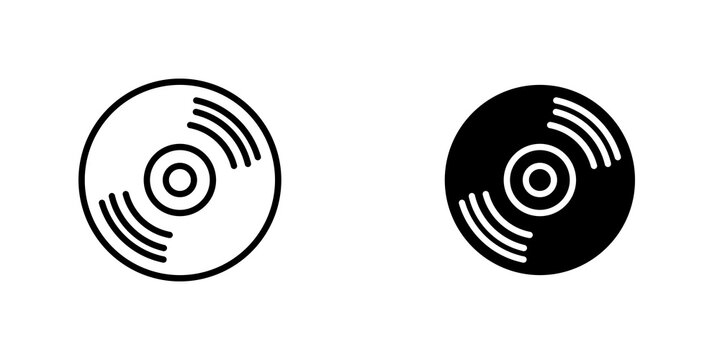 Dvd icon flat outline in black