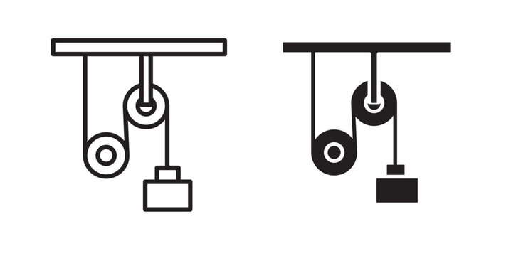 Pulley icon flat outline in black