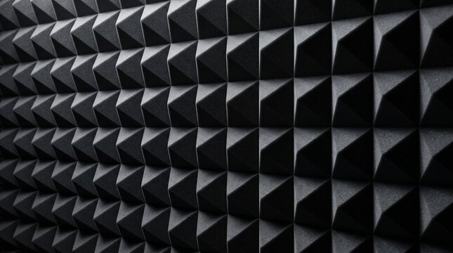 Black Acoustic Foam Panel Texture for Soundproofing Studio Background