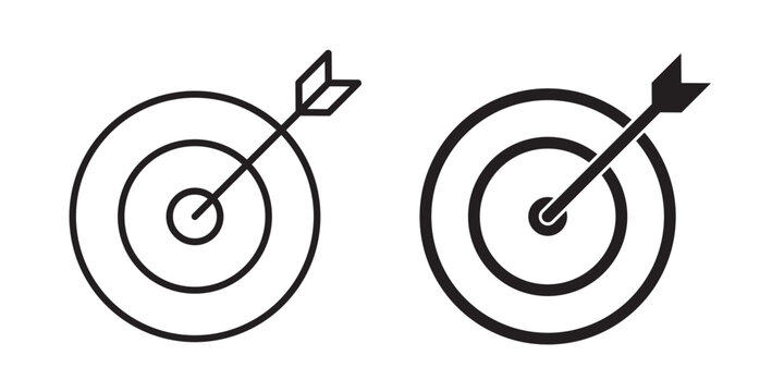 Bullseye icon flat outline in black