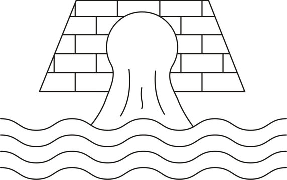  Wastewater Sewer Outfall Line Icon