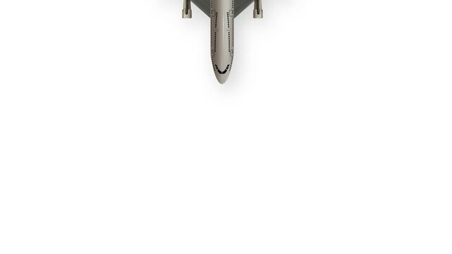 Multiple Commercial Airplanes Falling Vertically on a Plain White Background