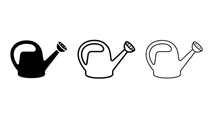 Minimalist watering can icons in black outline style for gardening and horticulture design © Ruqia Batool