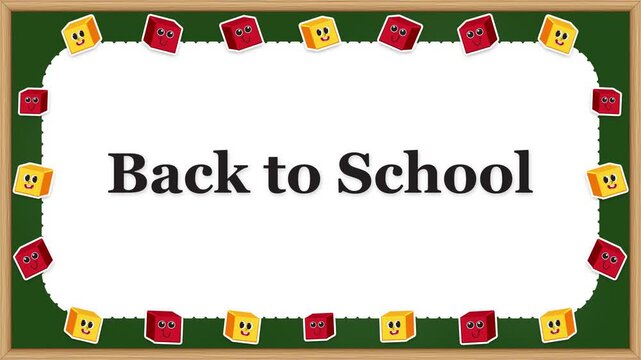 Back to School Blackboard Border Animated Frame with Copy Space