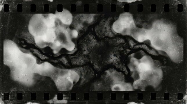 Vintage 35mm film strip overlay with light leaks and chemical texture for retro photography effects
