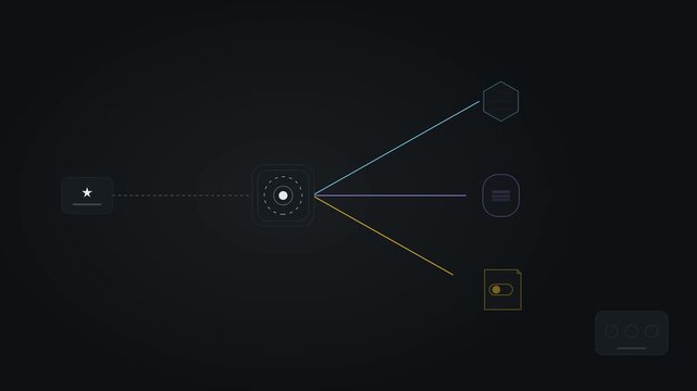 AI Agent Orchestration Animation, Multi-Agent Workflow Task Routing, Dark UI