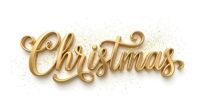 3d golden christmas typography isolated on white background