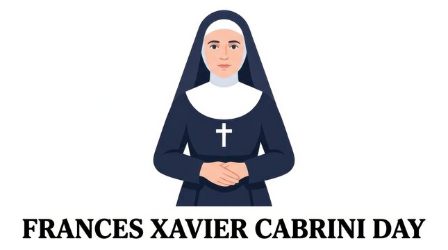 Saint frances xavier cabrini wearing a black religious habit with a cross pendant for frances xavier cabrini day celebration