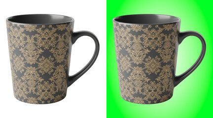 Elegant gold floral pattern ceramic mugs set